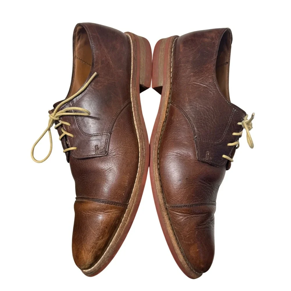 Allen Edmonds Oak Street Cap Toe Derby Shoes Mens 11 D Brown Leather Dainite